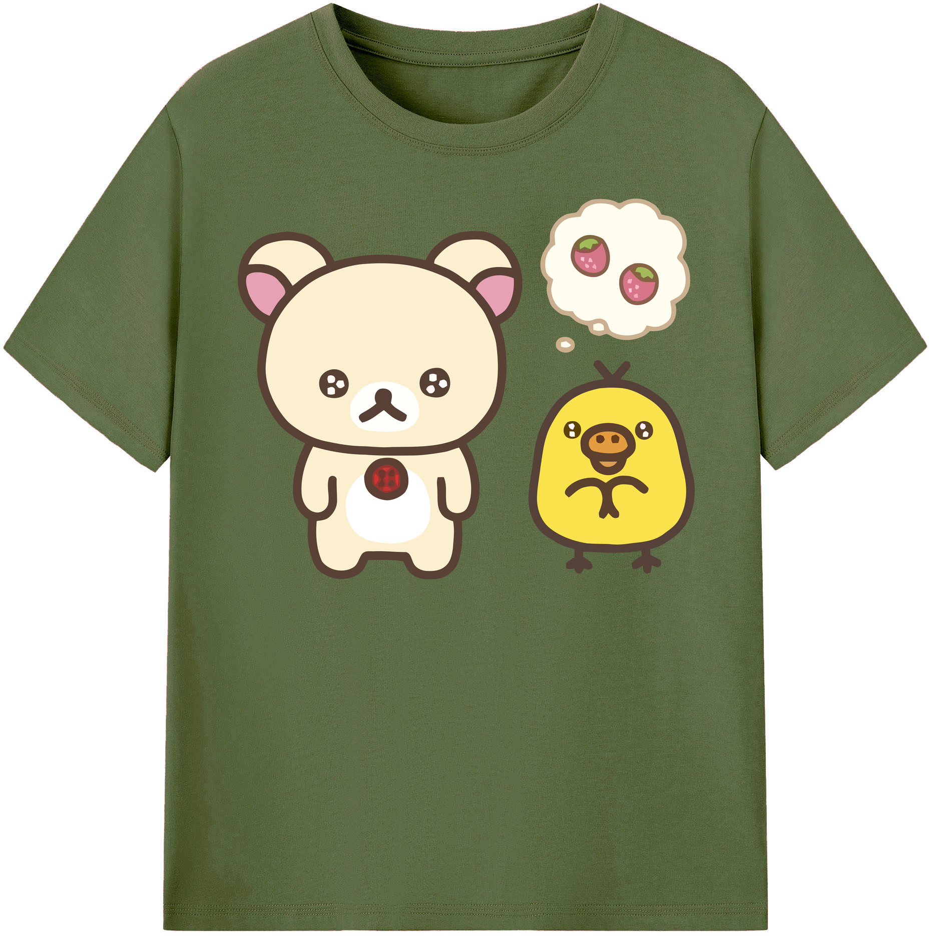 （画像用） リラックマ リラックマ キイロイトリ Rilakkuma Korilakkuma Kiiroitori 綿100％半袖Tシャツ（フロントプリント）